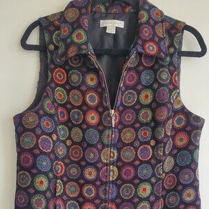 Christopher & Banks multicolored circle geometric patterns vest Small
